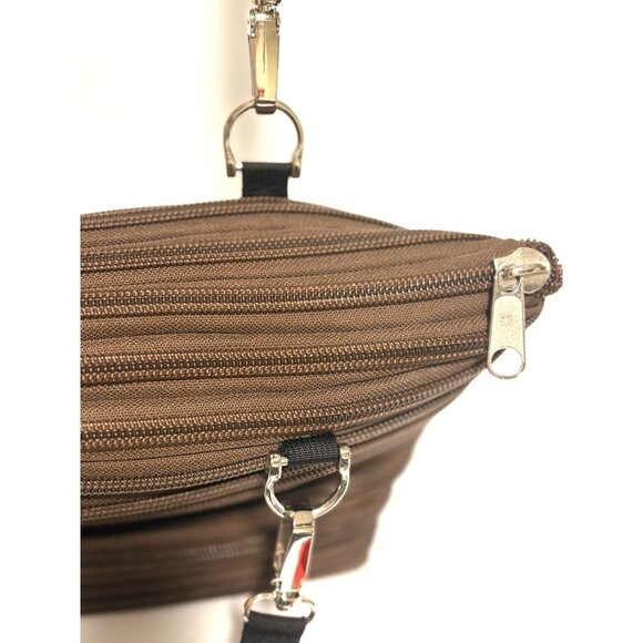 Bam Bags Unisex Nylon Zippered Purse Crossbody Tote Bag Brown - Picture 3 of 10
